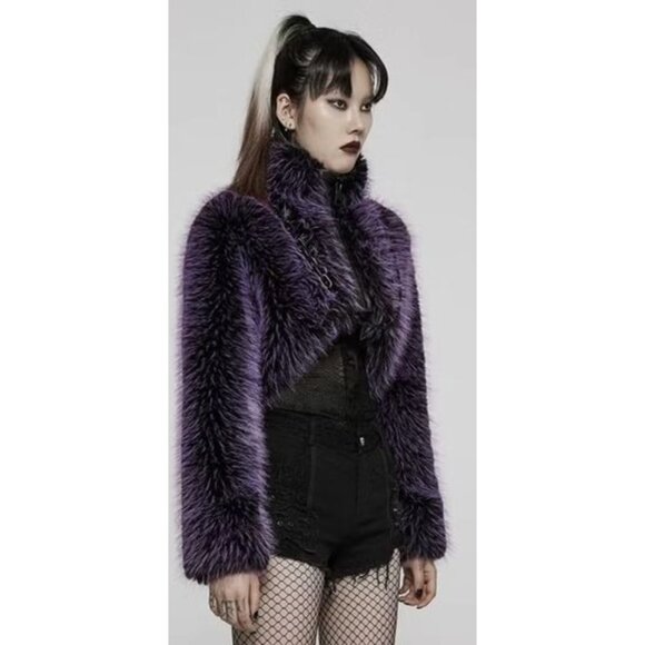 PUNK RAVE Polar Shaman Snow Beast cybergoth coat/jacket in purple - Picture 2 of 11